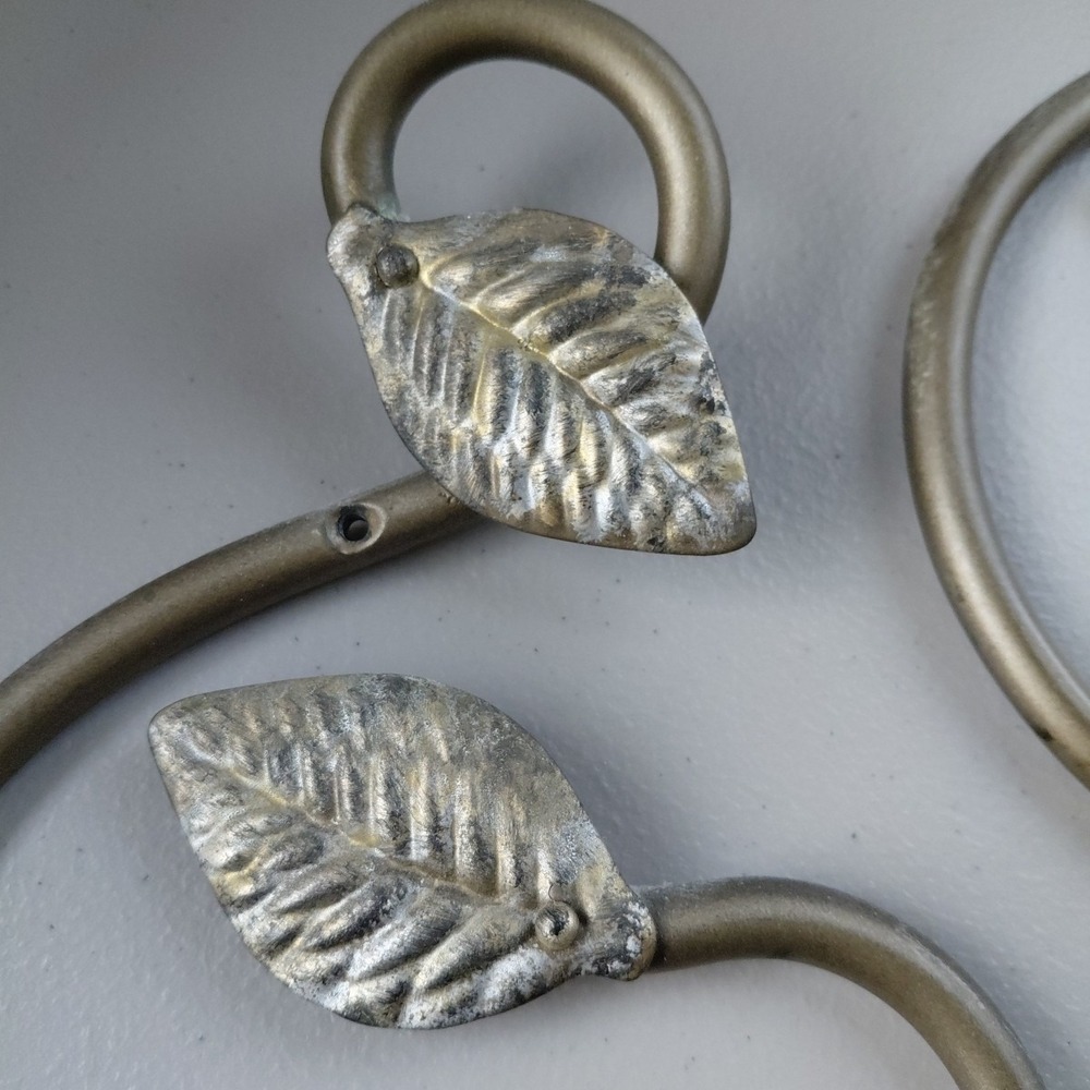 2 Leaf Shaped Curtain Holdbacks Metal Panel Side Holders for Wall Brushed Bronze - Picture 2 of 5